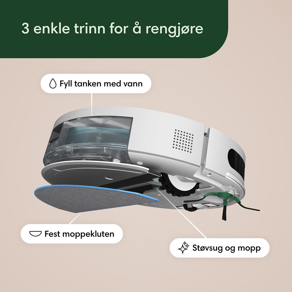Roomba Combo® Essential robotstøvsuger og -mopp hvit