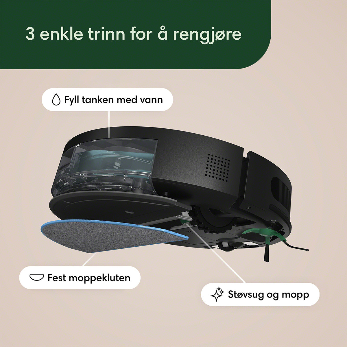 Roomba Combo® Essential robotstøvsuger og -mopp svart