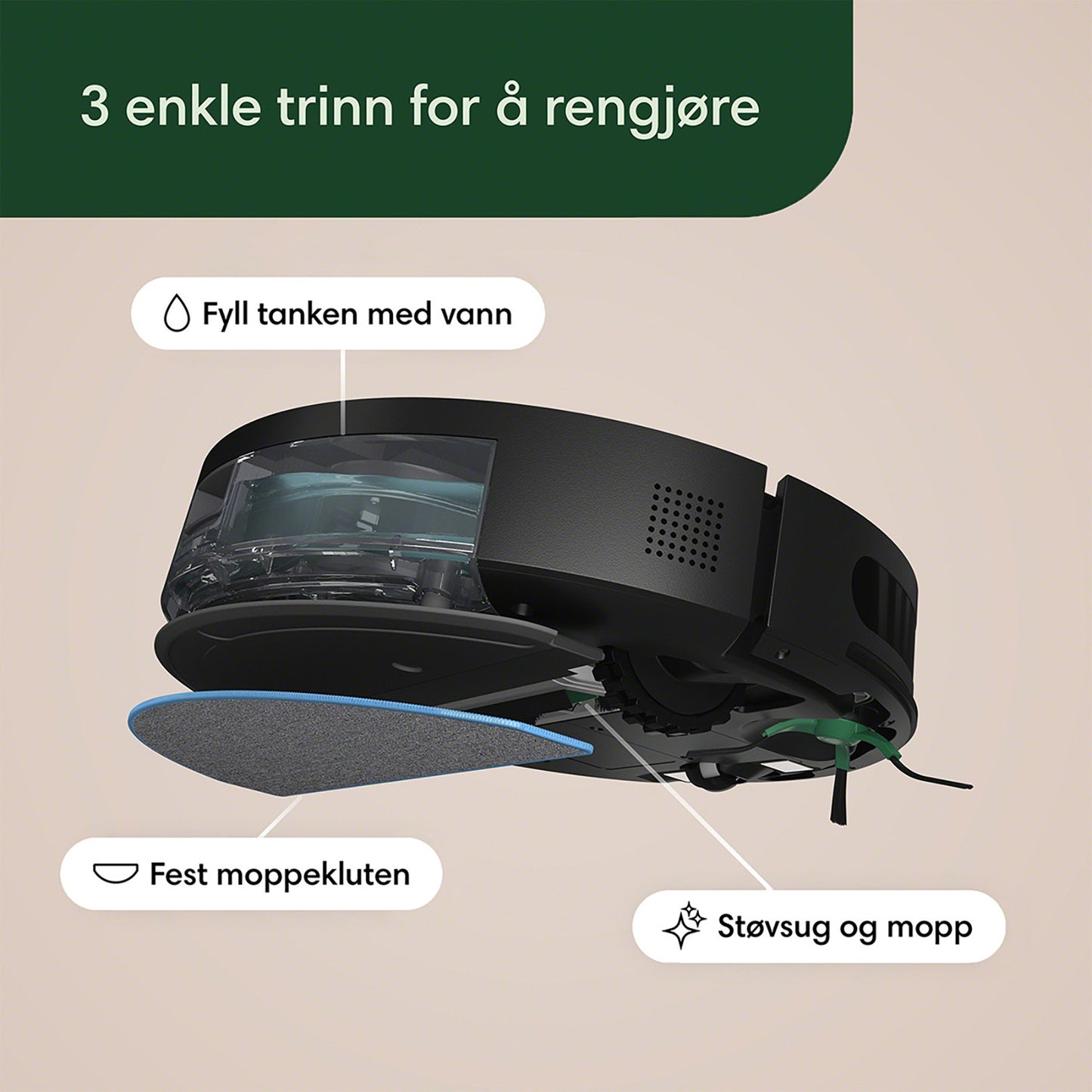 Roomba Combo® Essential robotstøvsuger og -mopp svart (demo)